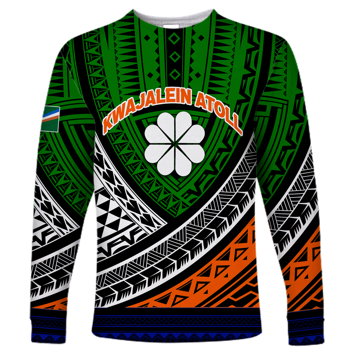 Kwajalein Atoll Tribal Pattern Long Sleeve Shirt - LT12 Unisex Blue - Polynesian Pride