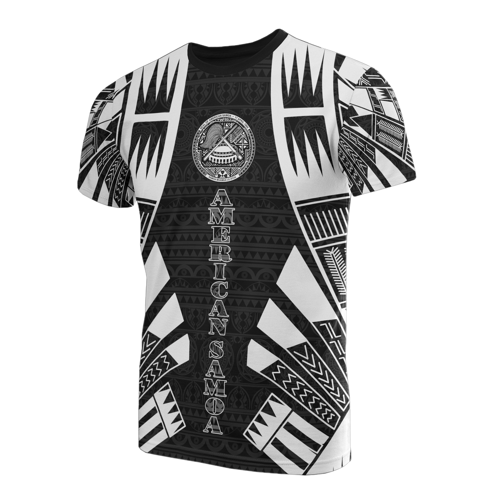 American Samoa T Shirt American Samoan Seal Polynesian Tattoo Style Unisex Black - Polynesian Pride