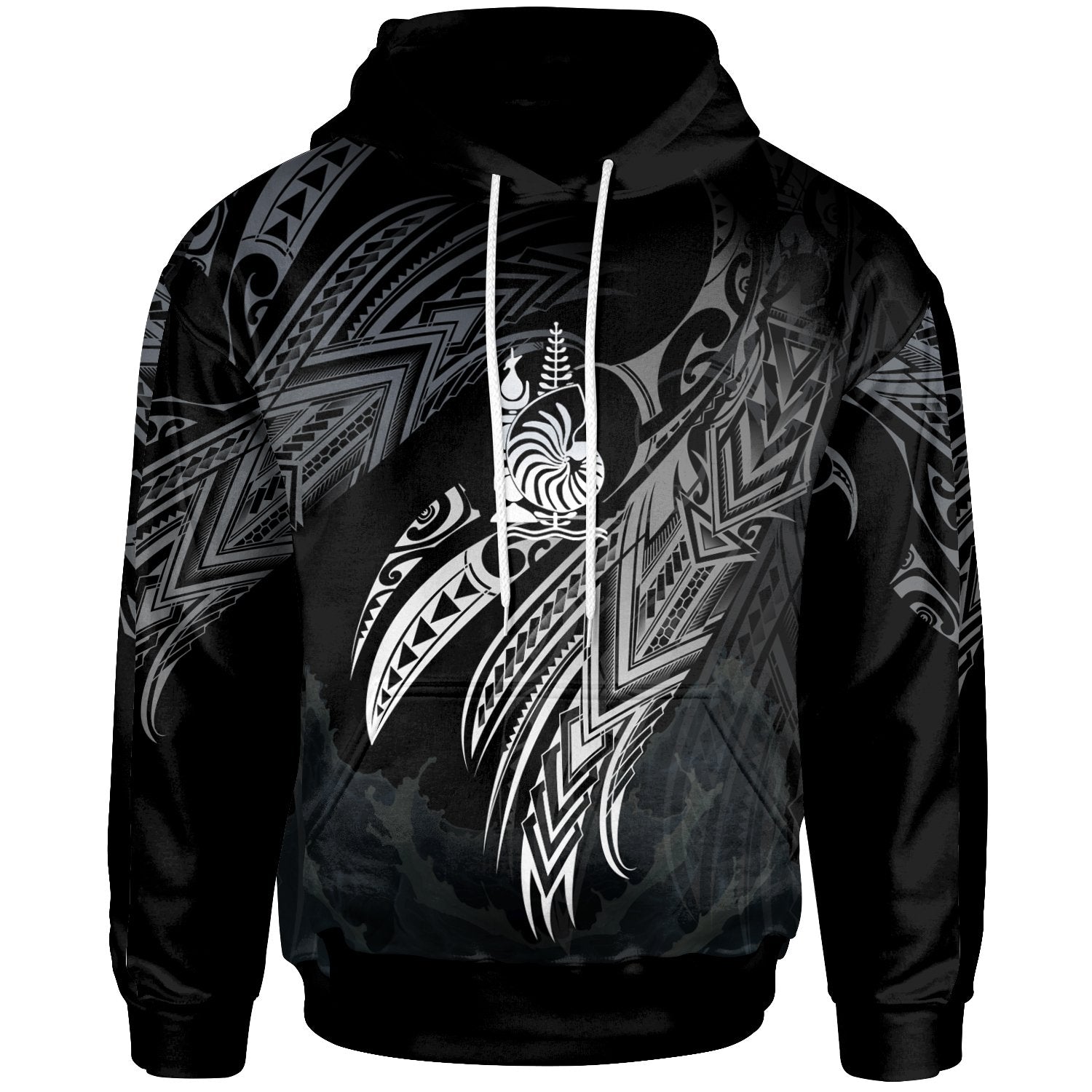 New Caledonia Polynesian Hoodie Legend White Version Unisex Black - Polynesian Pride