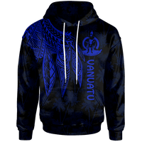 Vanuatu Hoodie Polynesian Wings (Blue) Unisex Blue - Polynesian Pride