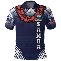 Samoan Ula Fala Art Polo Shirt LT12 Blue - Polynesian Pride