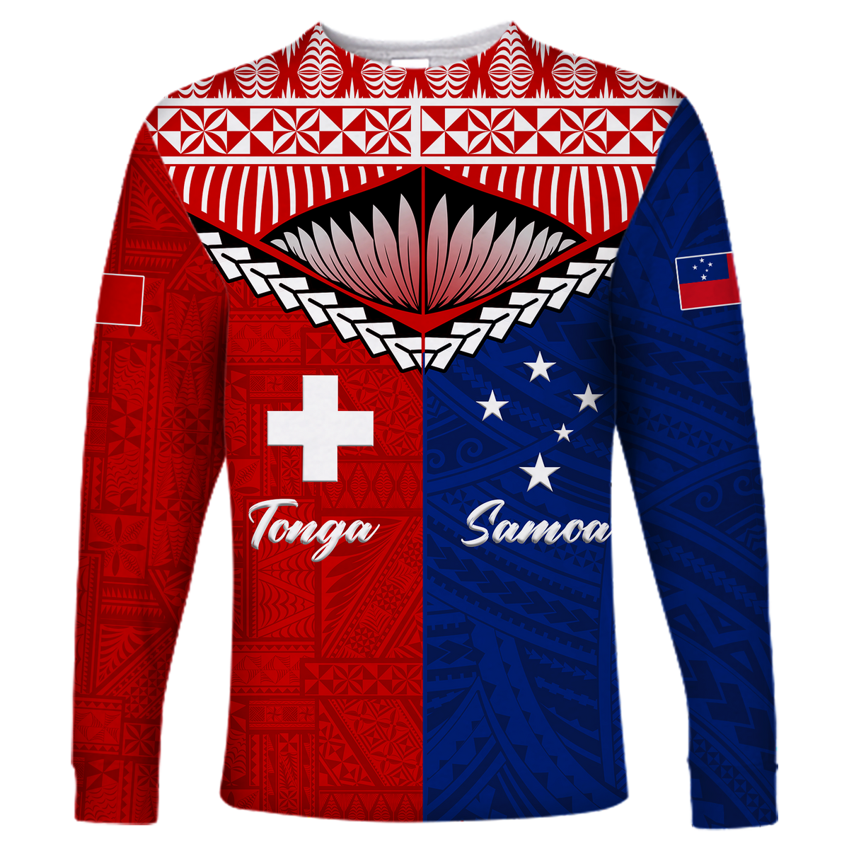 Tonga Combine Samoa Pride Long Sleeve Shirt - LT12 Unisex Red - Polynesian Pride