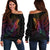 Tokelau Women's Off Shoulder Sweater - Butterfly Polynesian Style Black - Polynesian Pride