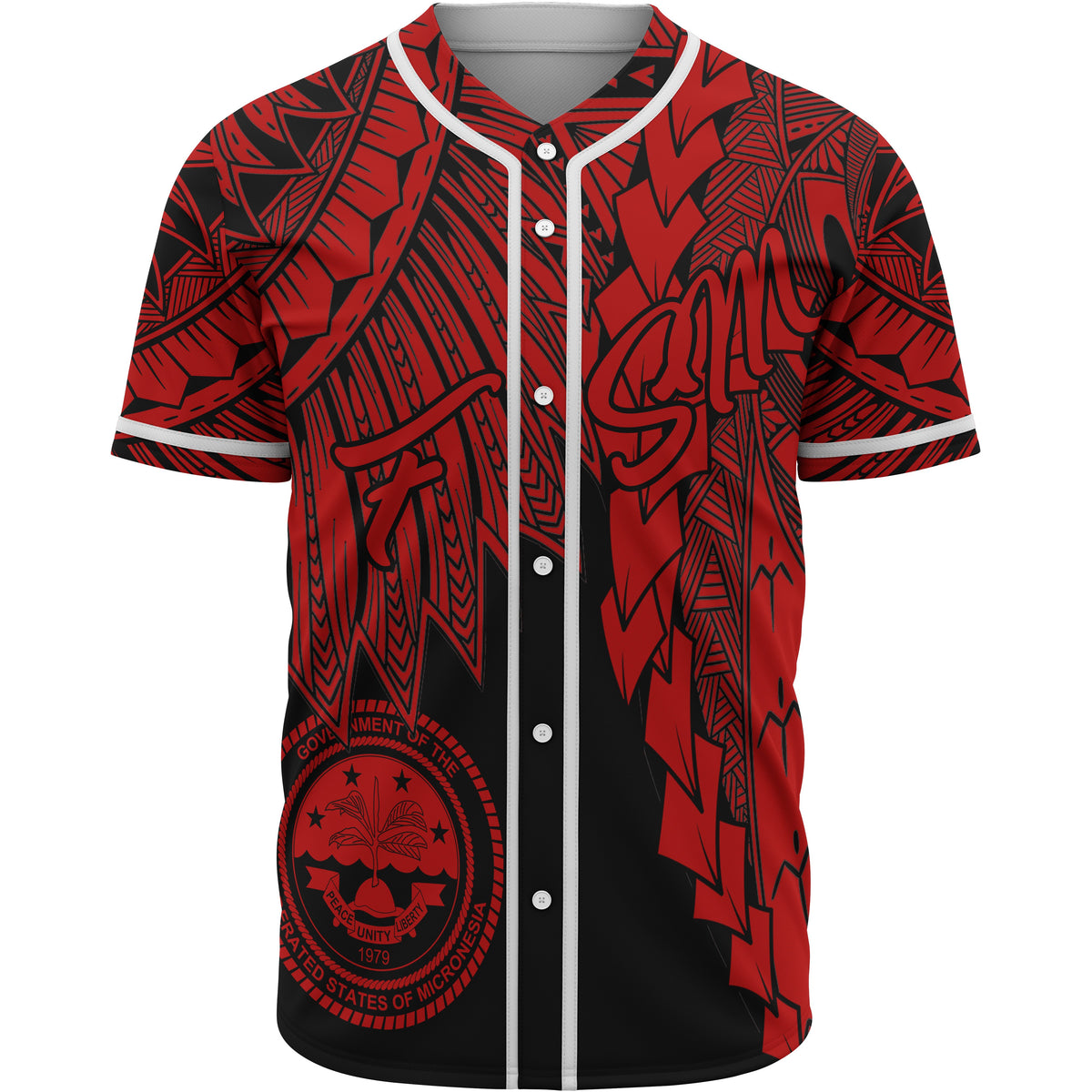 Federated States Of Micronesia Polynesian Baseball Shirt - Tribal Wave Tattoo Red Unisex Red - Polynesian Pride