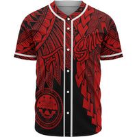 Federated States Of Micronesia Polynesian Baseball Shirt - Tribal Wave Tattoo Red Unisex Red - Polynesian Pride