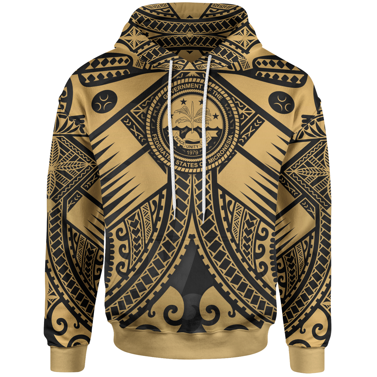 FSM Hoodie Gold Seal with Polynesian Tattoo Unisex Gold - Polynesian Pride