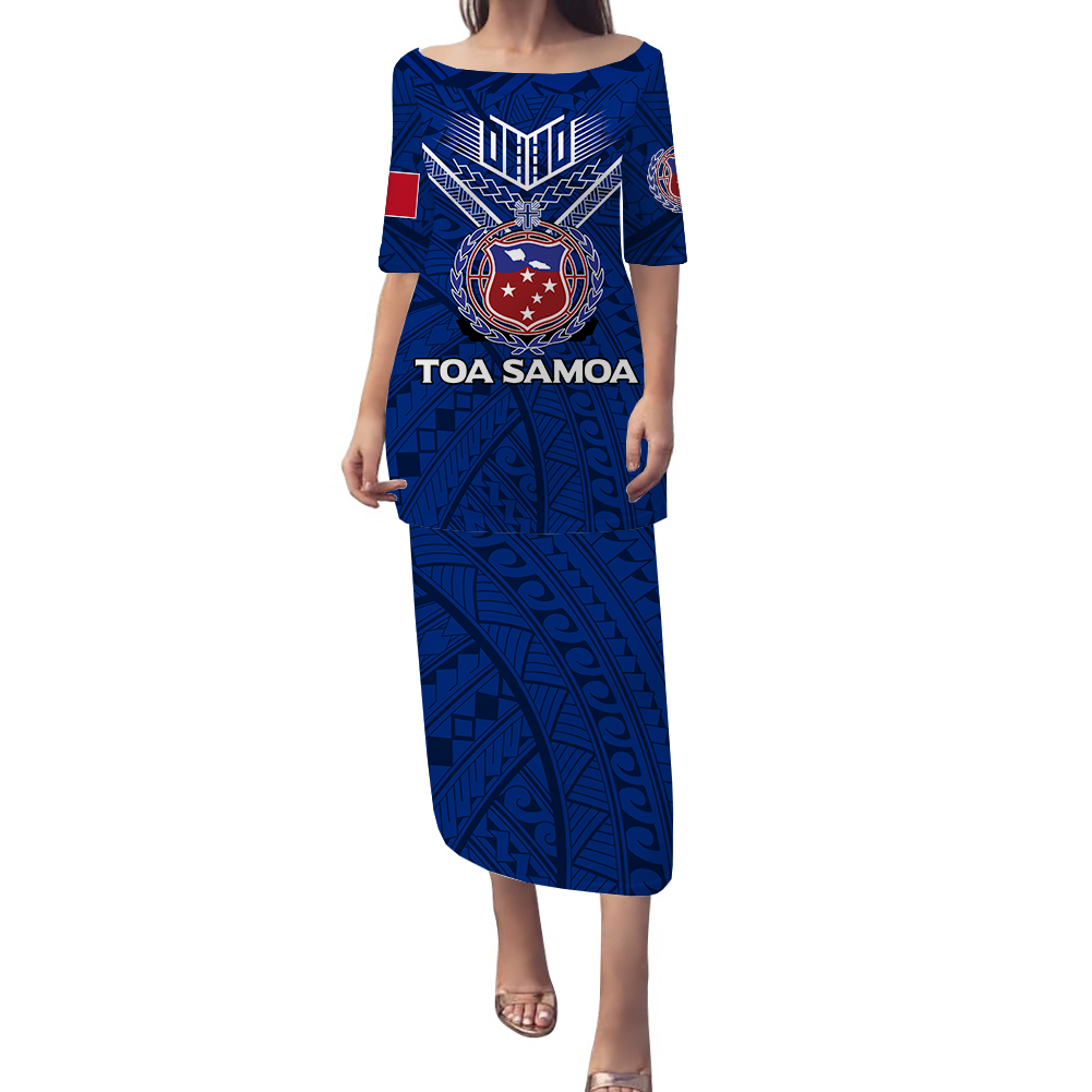 Toa Samoa Rugby Puletasi Dress - Samoan Warrior Pride - LT12 Long Dress Black - Polynesian Pride