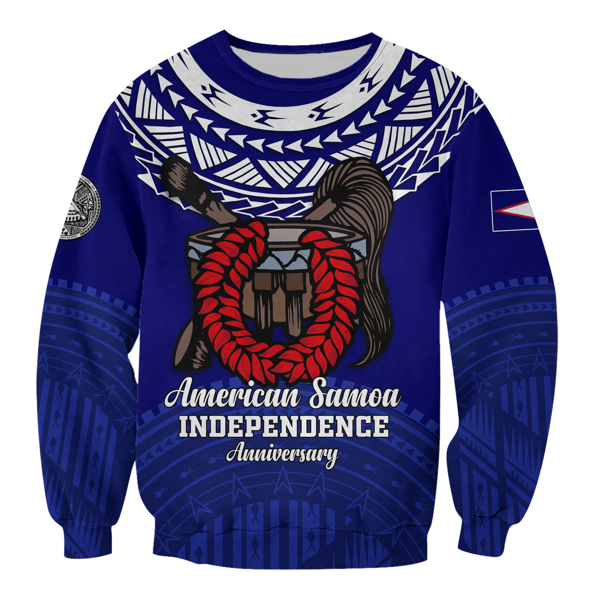 Custom American Samoa Independence Anniversary Pride Sweatshirt - LT12 Unisex Blue - Polynesian Pride
