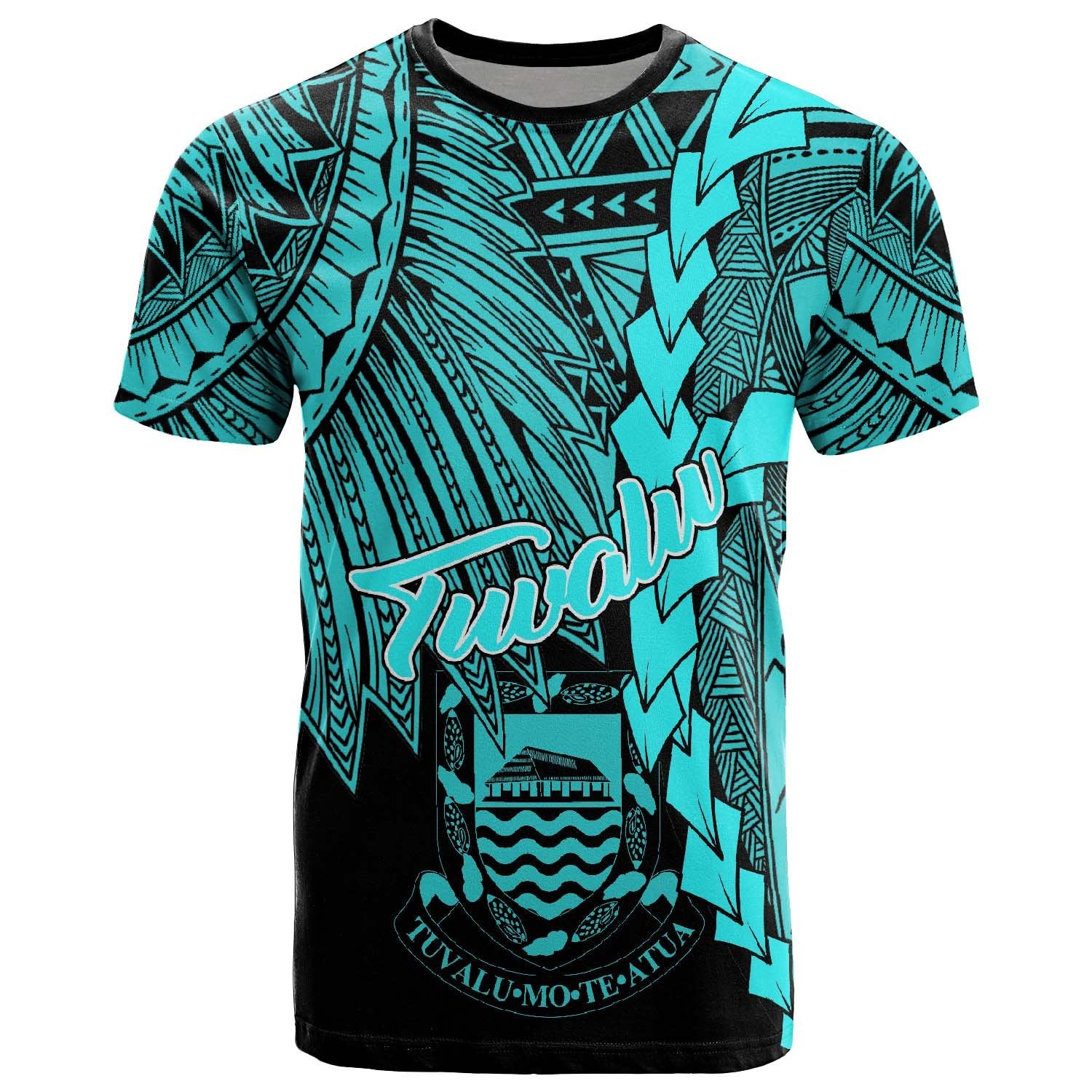 Tuvalu Polynesian T Shirt Tribal Wave Tattoo Neon Blue Unisex Neon Blue - Polynesian Pride