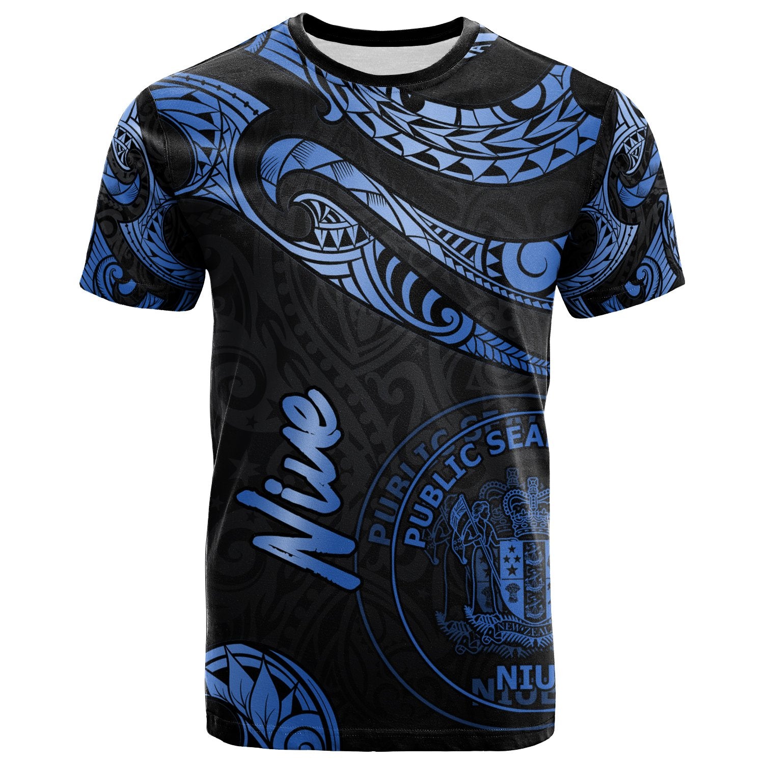 Niue Polynesian Polynesian T Shirt Poly Tattoo Blue Version Unisex Blue - Polynesian Pride