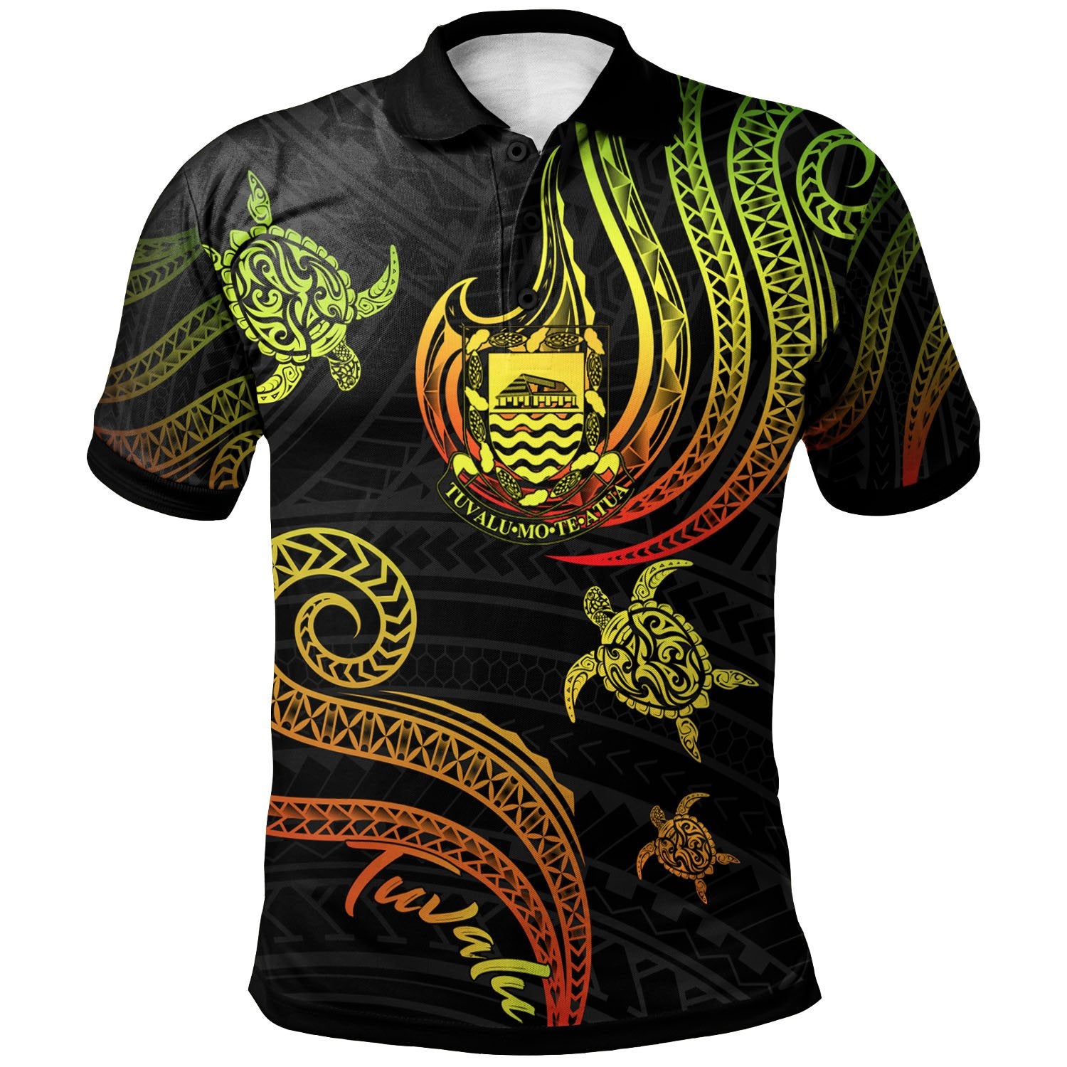 Tuvalu Polo Shirt Polynesian Turtle With Pattern Reggae Unisex Reggae - Polynesian Pride