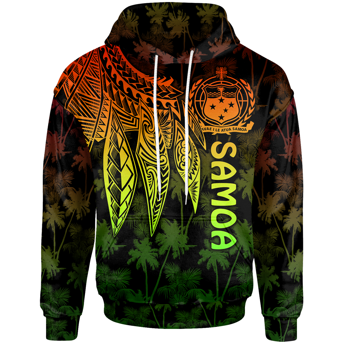 Samoa Hoodie Polynesian Wings (Reggae) Unisex Reggae - Polynesian Pride