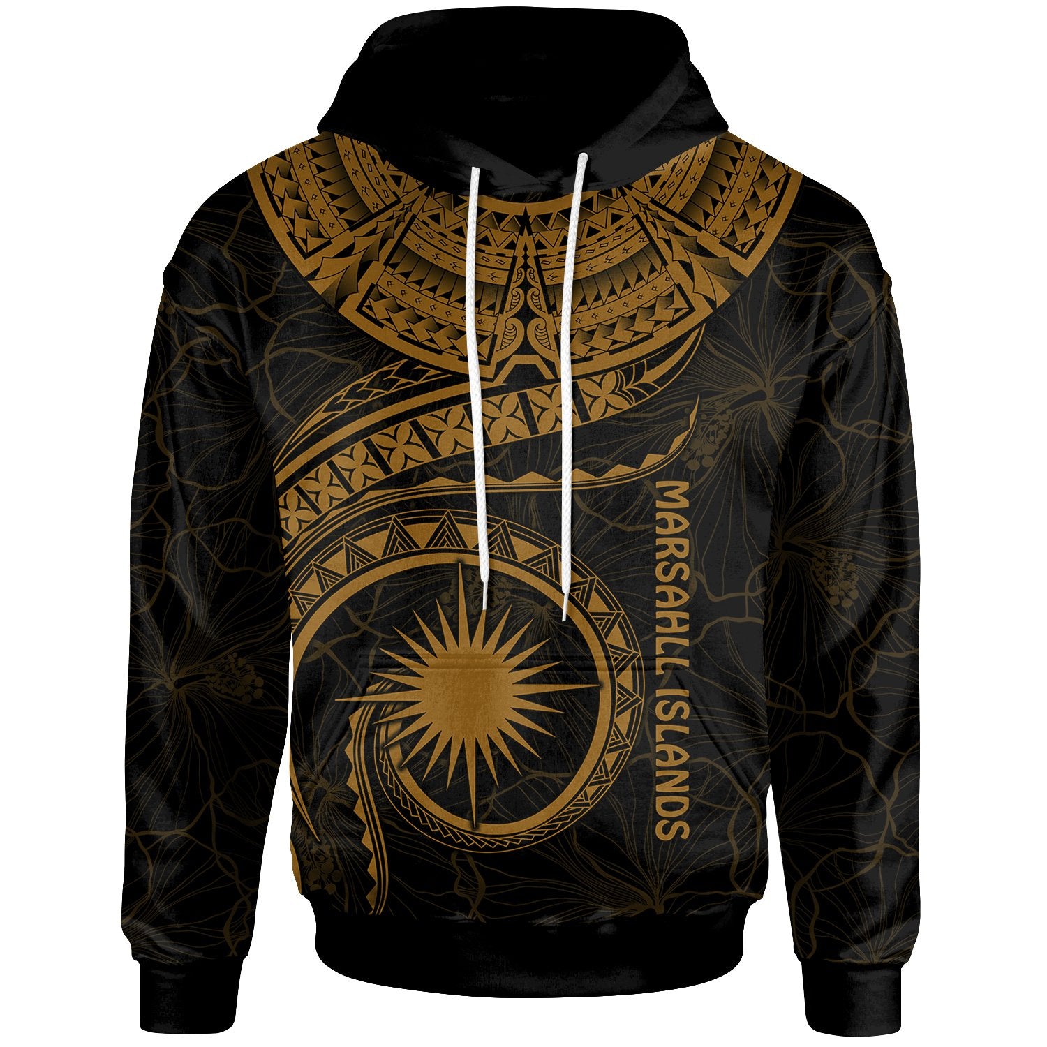 Marshall Islands Polynesian Hoodie Marshall Islands Waves (Golden) Unisex Golden - Polynesian Pride