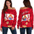 (Custom Personalised) Tahiti Polynesian Off Shoulder Sweater Mythical Destination LT13 Red - Polynesian Pride