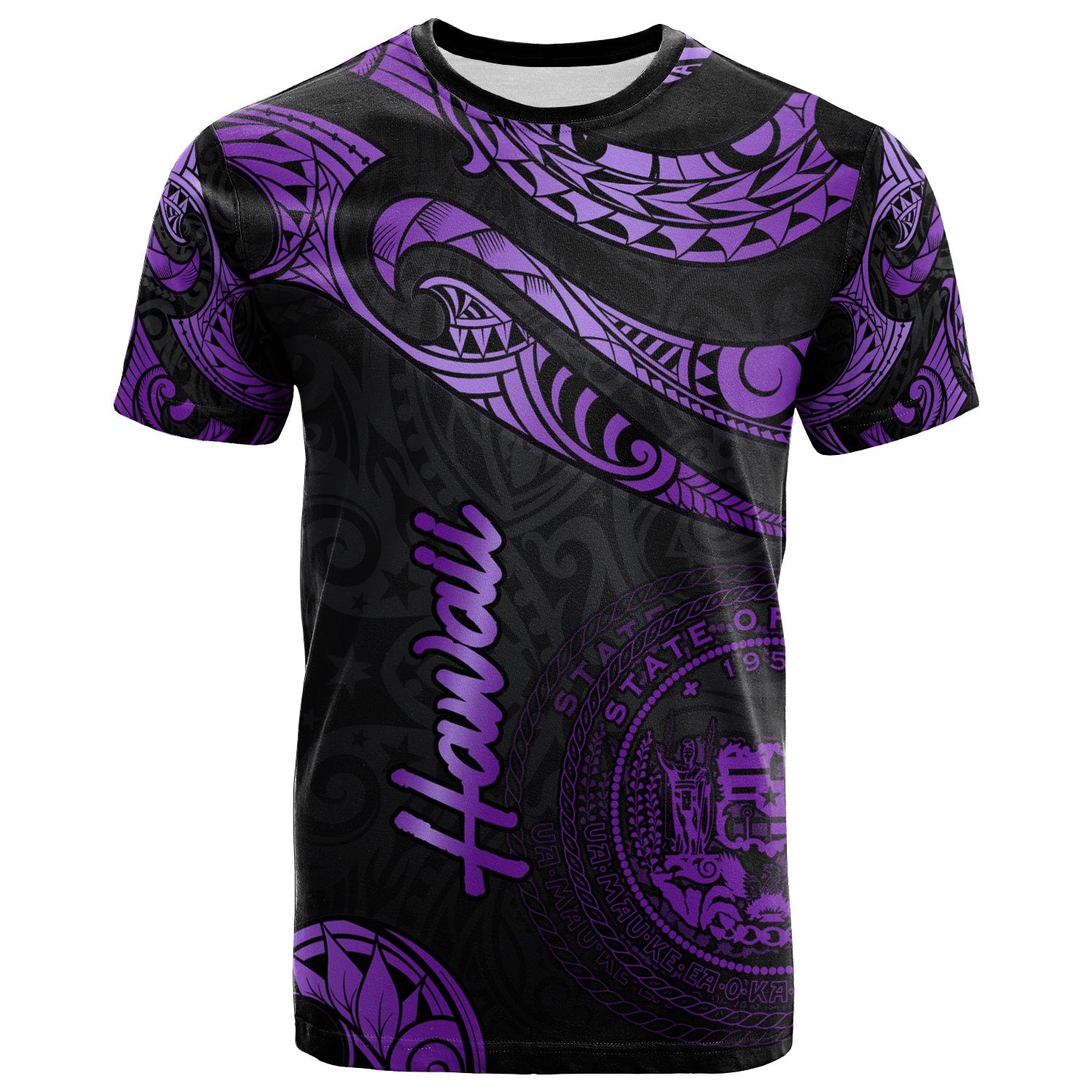 Hawaii Polynesian T Shirt Polynesian Tattoo Purple Version Unisex Purple - Polynesian Pride