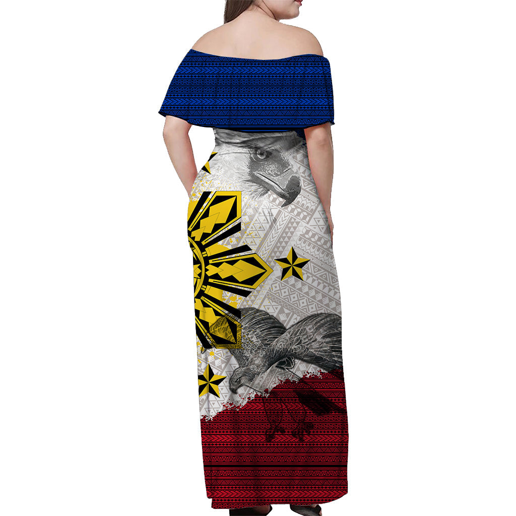 Philippines Filipino Tribal Eagle Off Shoulder Long Dress - LT2 - Polynesian Pride