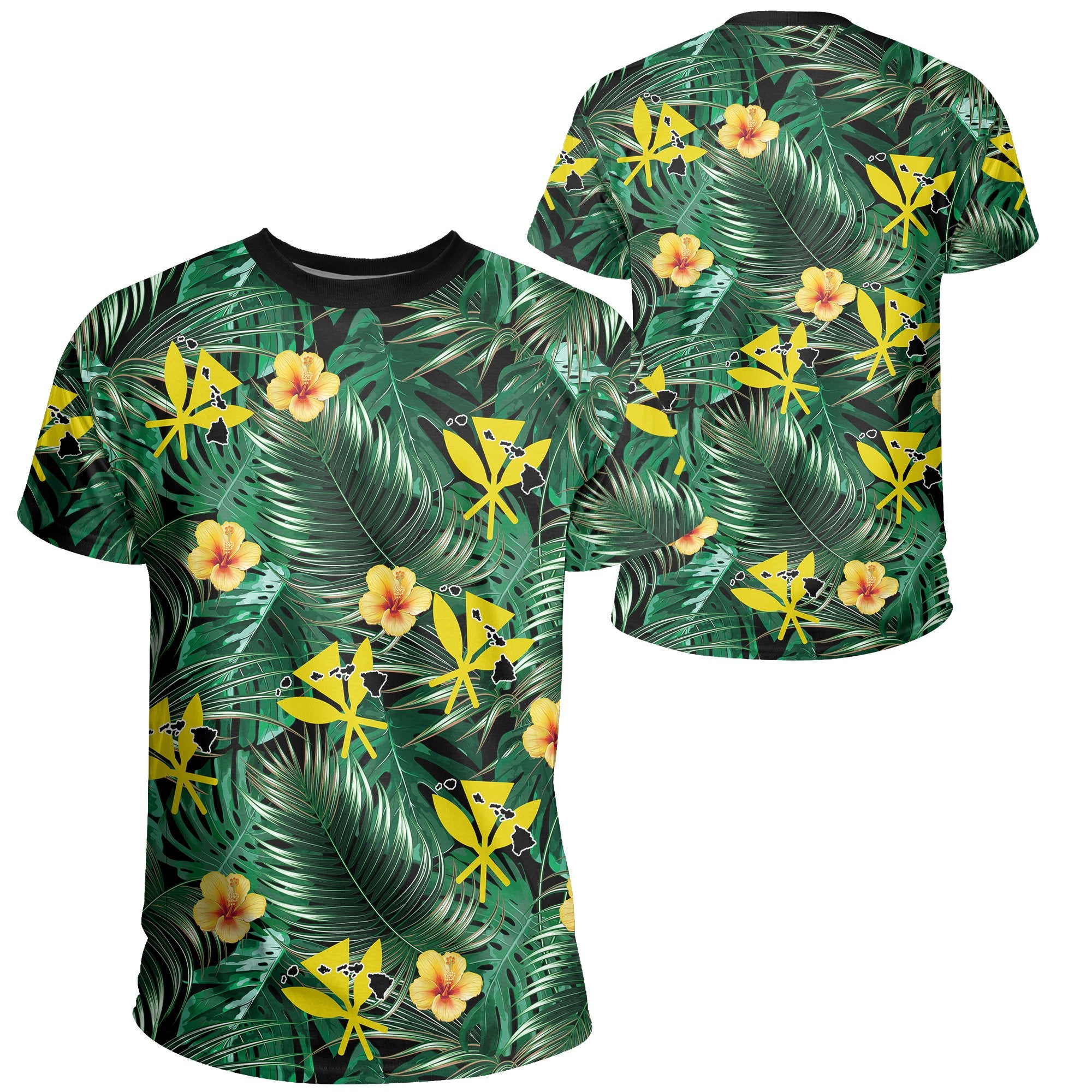 Hawaii Map Kanaka Tropical Summer Style T Shirt Unisex Green - Polynesian Pride