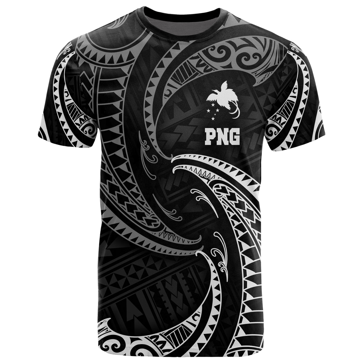 Papua New Guinea Polynesian All Over T Shirt White Tribal Wave Unisex White - Polynesian Pride