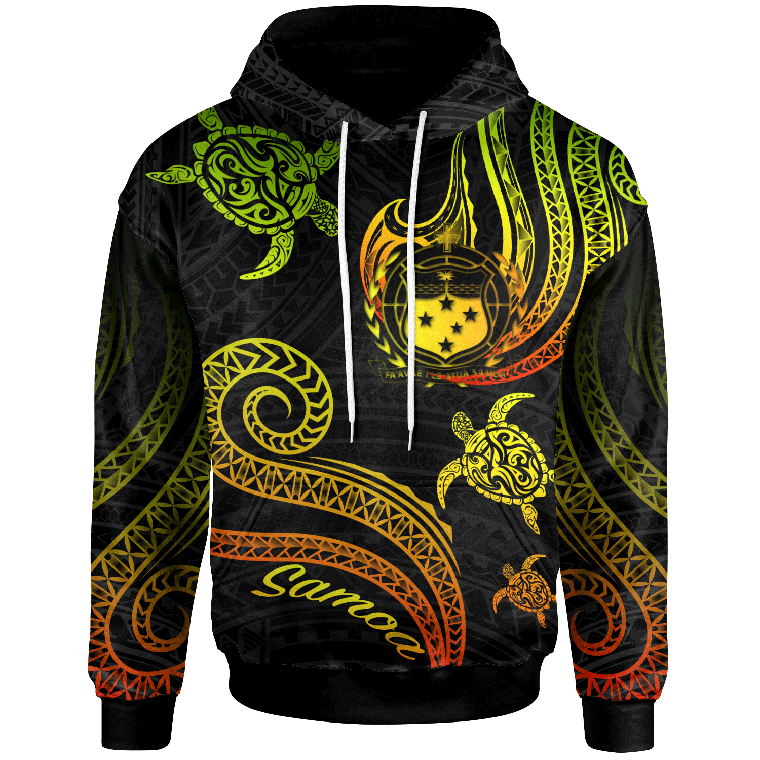 Samoa Hoodie Polynesian Turtle With Pattern Reggae Unisex Reggae - Polynesian Pride