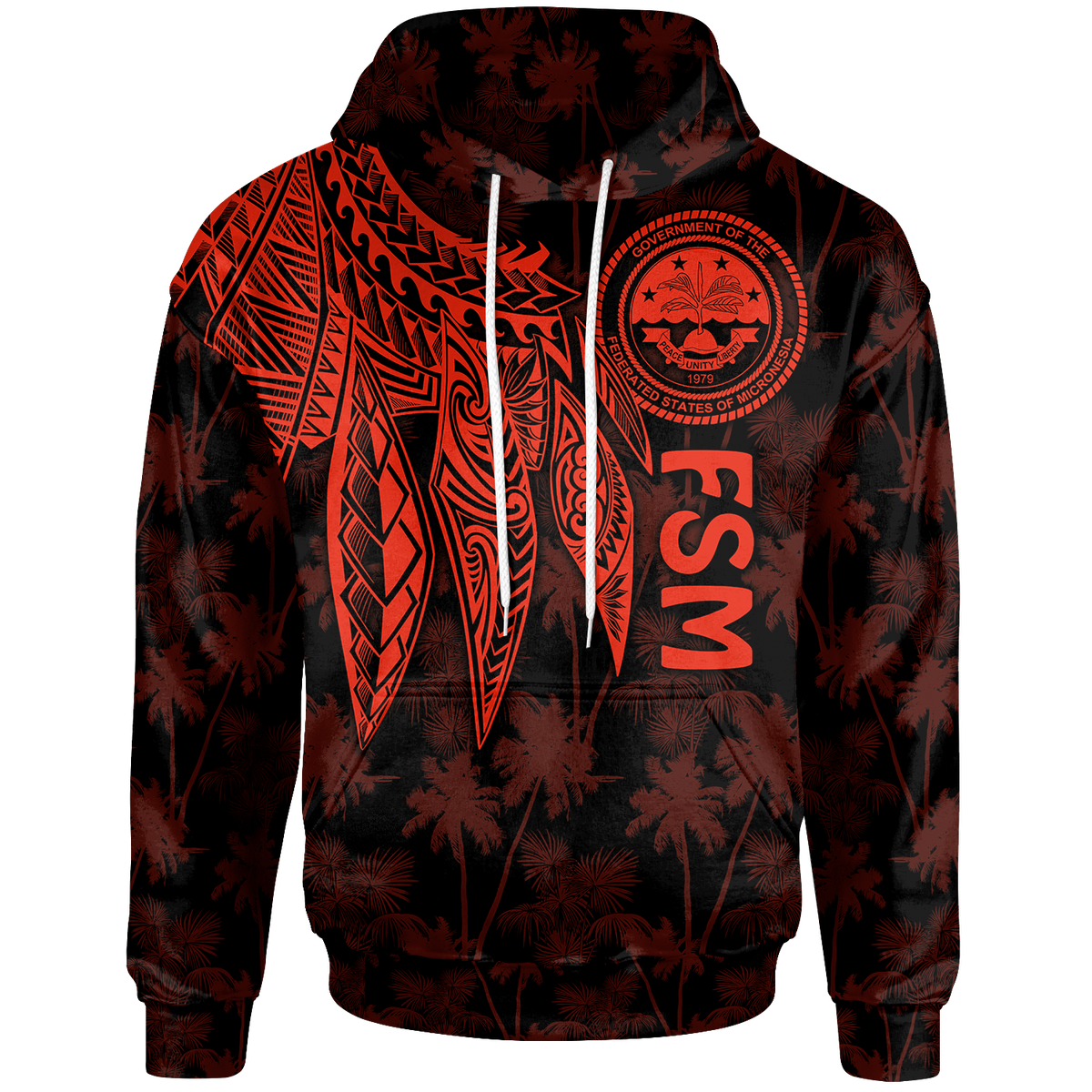 Federated States of Micronesia Hoodie Polynesian Wings (Red) Unisex Red - Polynesian Pride