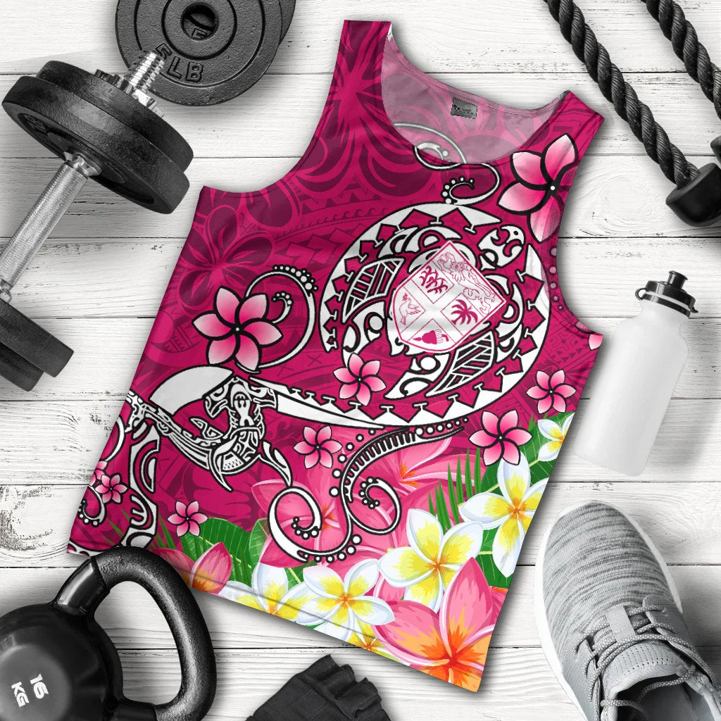 Fiji Men's Tank Top - Turtle Plumeria (Pink) Pink - Polynesian Pride