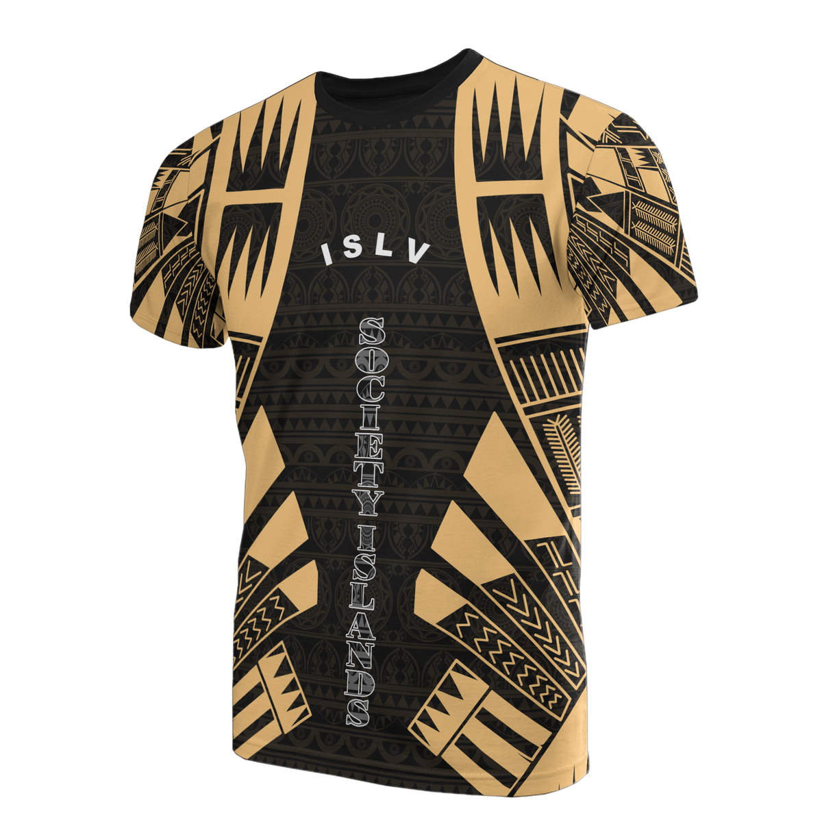 Society Islands T Shirt Society Islands Flag Polynesian Tattoo Gold Style Unisex Black-Gold - Polynesian Pride