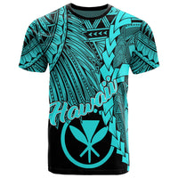 Hawaii Polynesian T Shirt Tribal Wave Tattoo Neon Blue Unisex Blue - Polynesian Pride