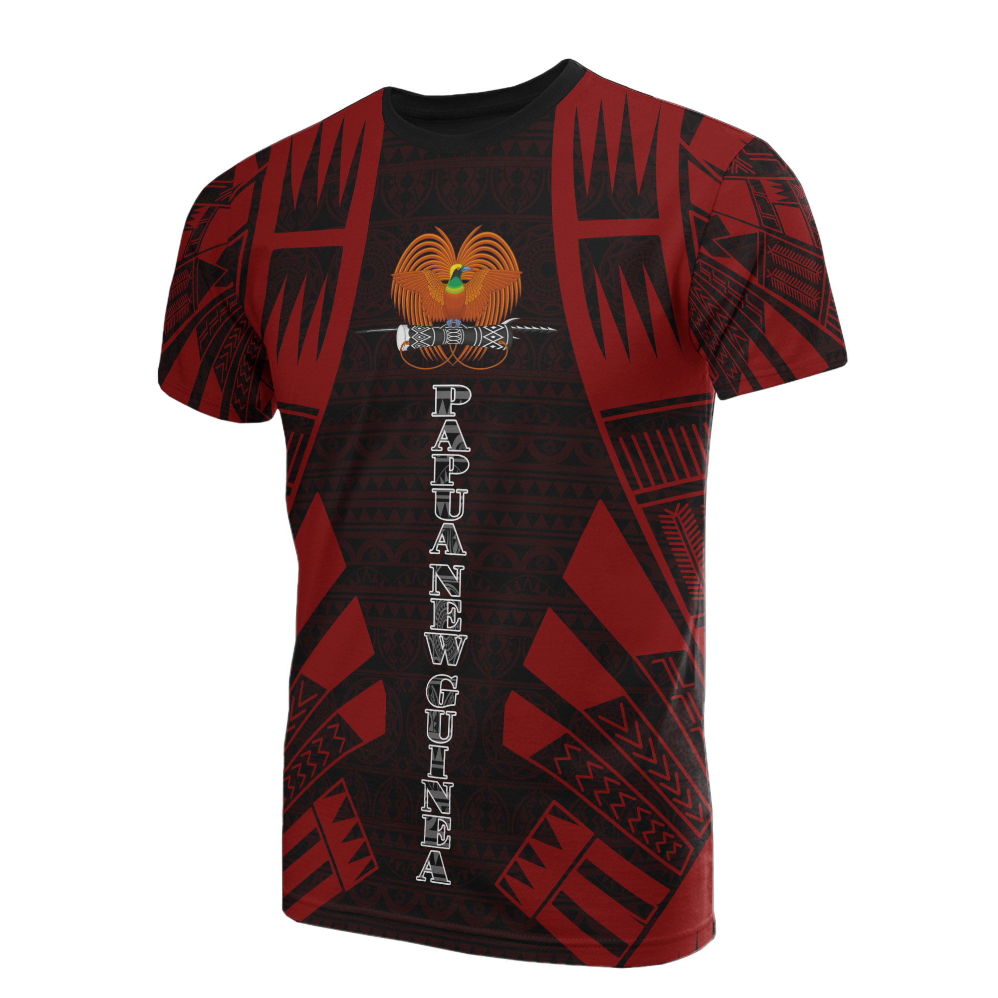 Papua New Guinea T Shirt Papua New Guinea Coat Of Arms Polynesian Tattoo Red Style Unisex Red - Polynesian Pride