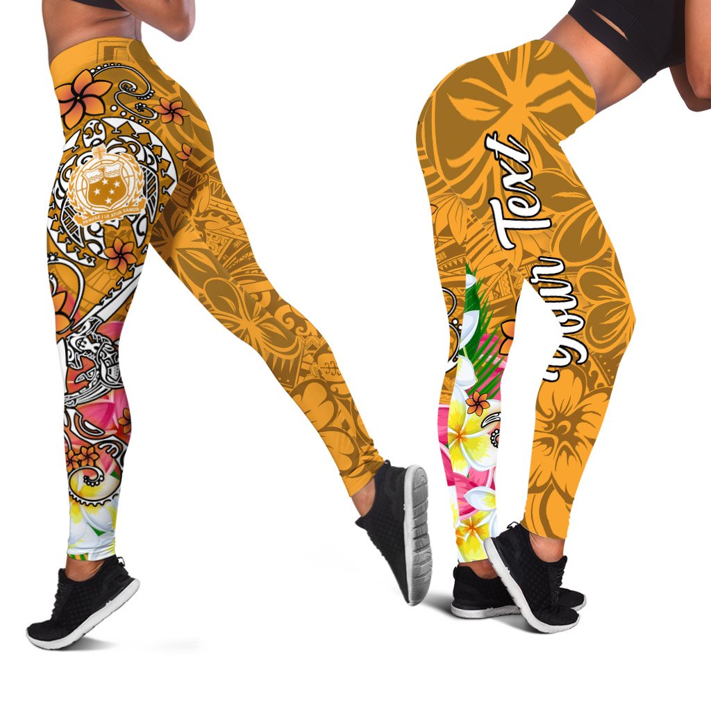 Samoa Custom Personalised Legging - Turtle Plumeria (Gold) Gold - Polynesian Pride