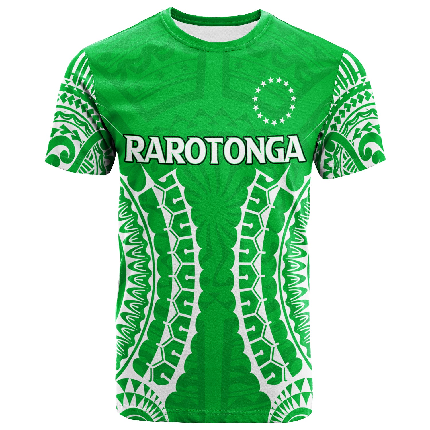 Cook Islands Rarotonga T Shirt Tribal Pattern LT12 Unisex Green - Polynesian Pride