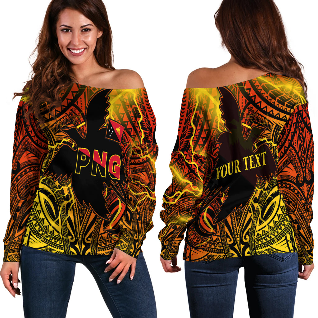 (Custom Personalised) Papua New Guinea Off Shoulder Sweater Stalwart Polynesian Special LT13 Women Red - Polynesian Pride