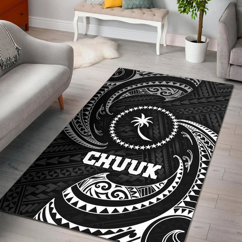 Chuuk Micronesia Area Rug - White Tribal Wave White - Polynesian Pride