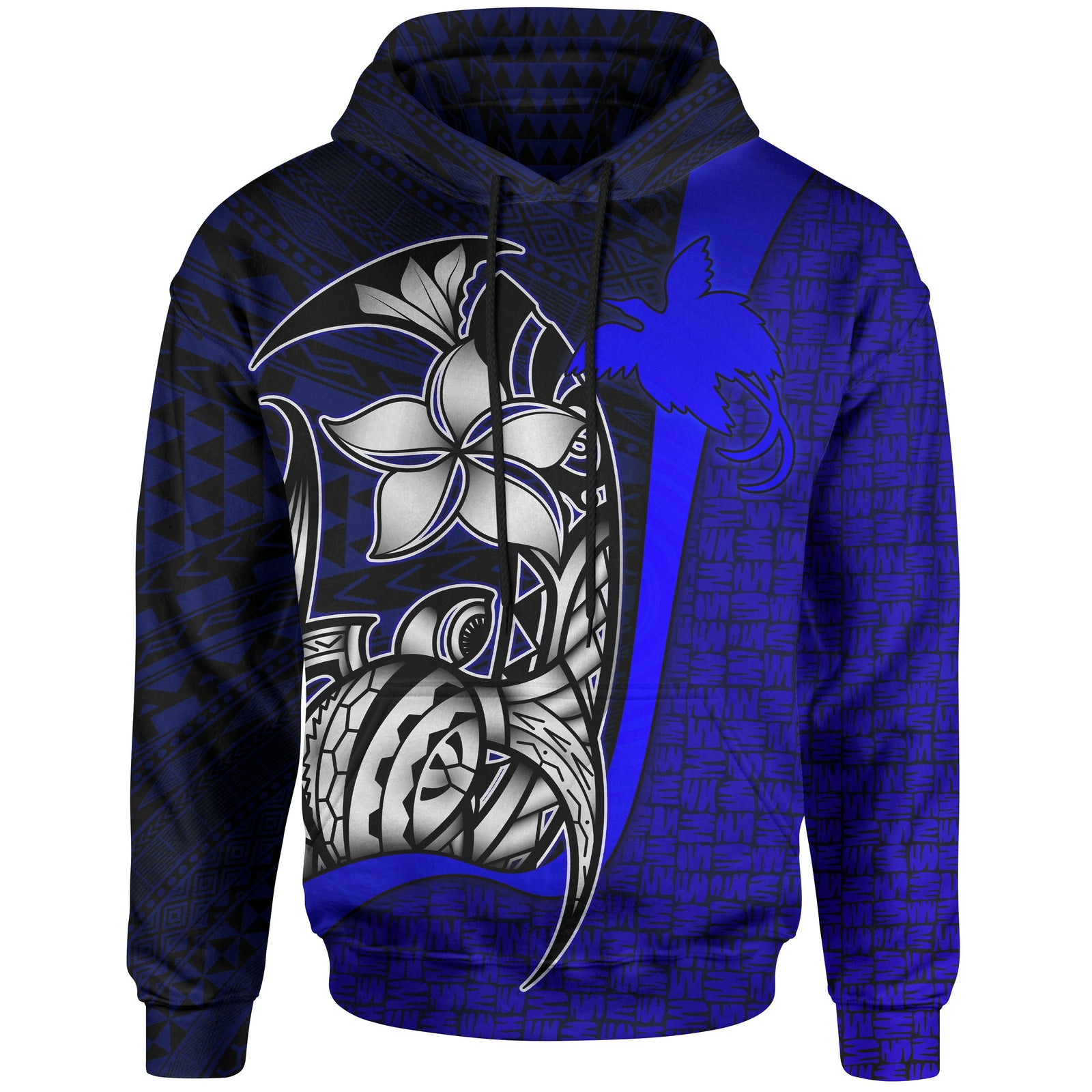 Papua New Guinea Polynesian Hoodie Blue Turtle with Hook Unisex BLUE - Polynesian Pride