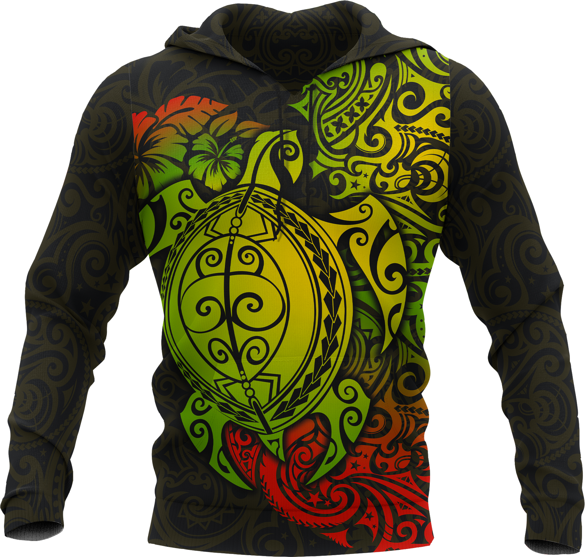 Polynesian Hawaii Hoodie Polynesian Turtle Unisex GREEN - Polynesian Pride