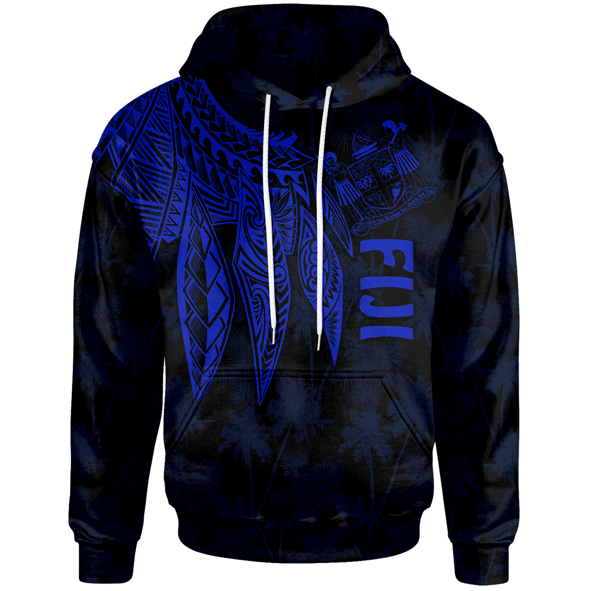 Fiji Hoodie Polynesian Wings (Blue) Unisex Blue - Polynesian Pride