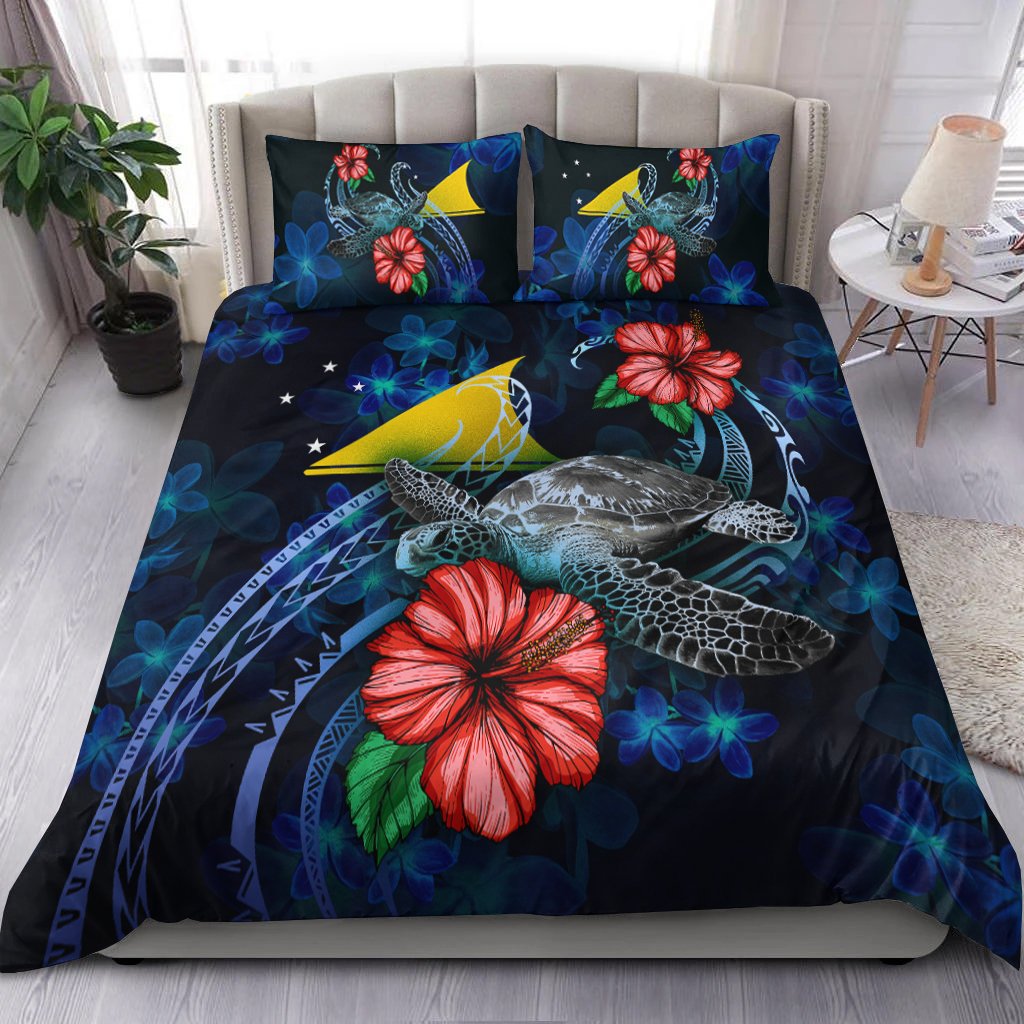 Tokelau Polynesian Bedding Set - Blue Turtle Hibiscus Blue - Polynesian Pride