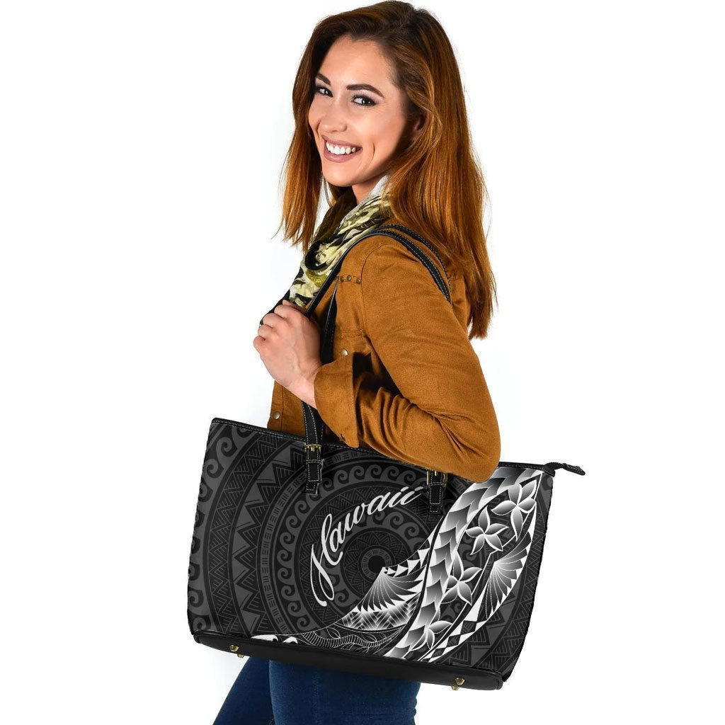 Hawaii Leather Tote - Polynesian Pattern Style - Polynesian Pride
