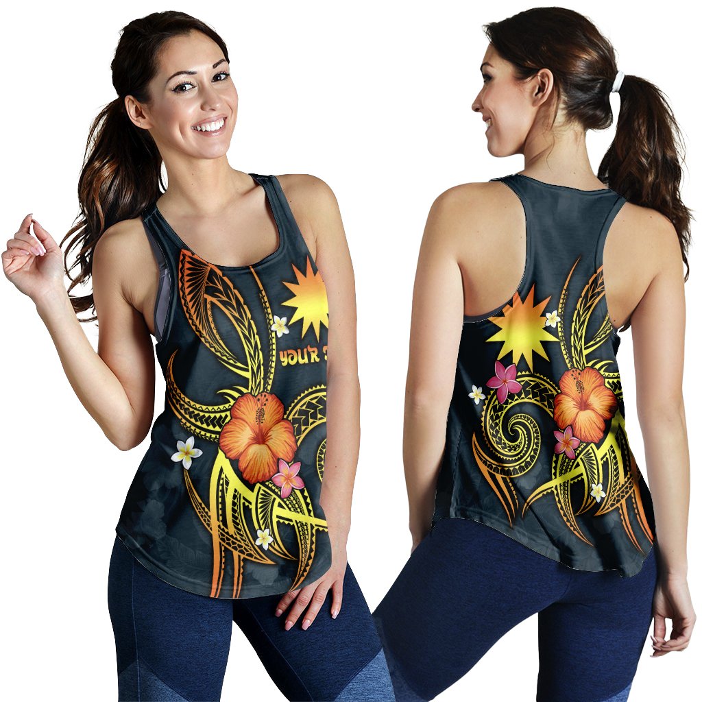 Nauru Polynesian Personalised Women's Racerback Tank - Legend of Nauru (Blue) Blue - Polynesian Pride