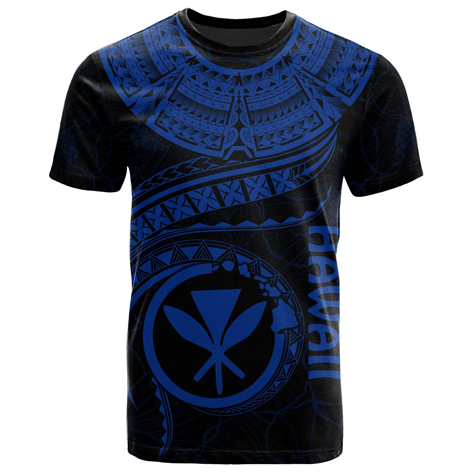 Polynesian Hawaii Kanaka Maoli T Shirt Hawaiian Waves (Blue) Unisex Blue - Polynesian Pride