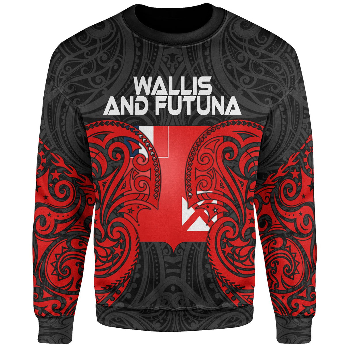 Wallis and Futuna Polynesian Sweater - Spirit Style Unisex Black - Polynesian Pride