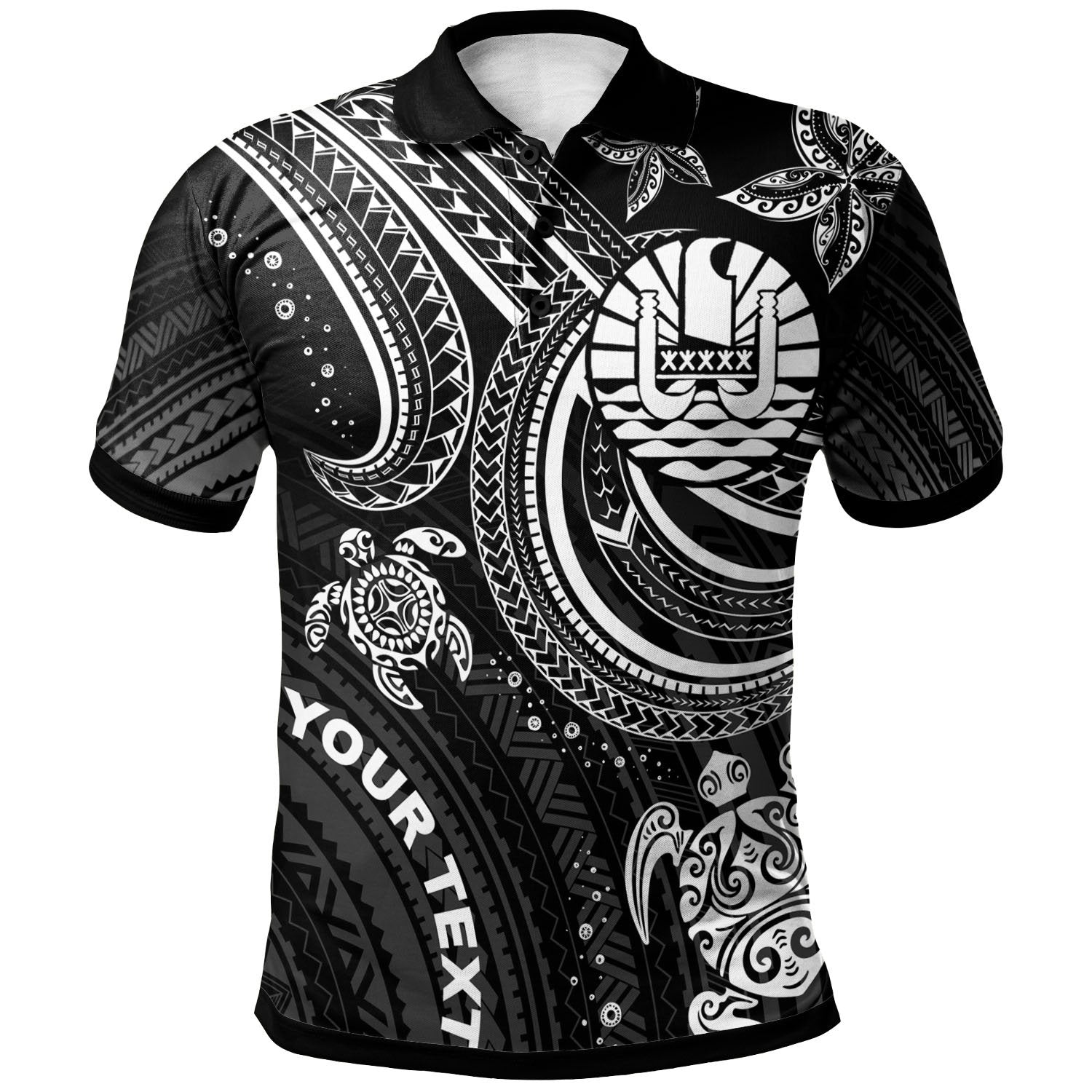 Tahiti Custom Polo Shirt White Turtle Unisex White - Polynesian Pride