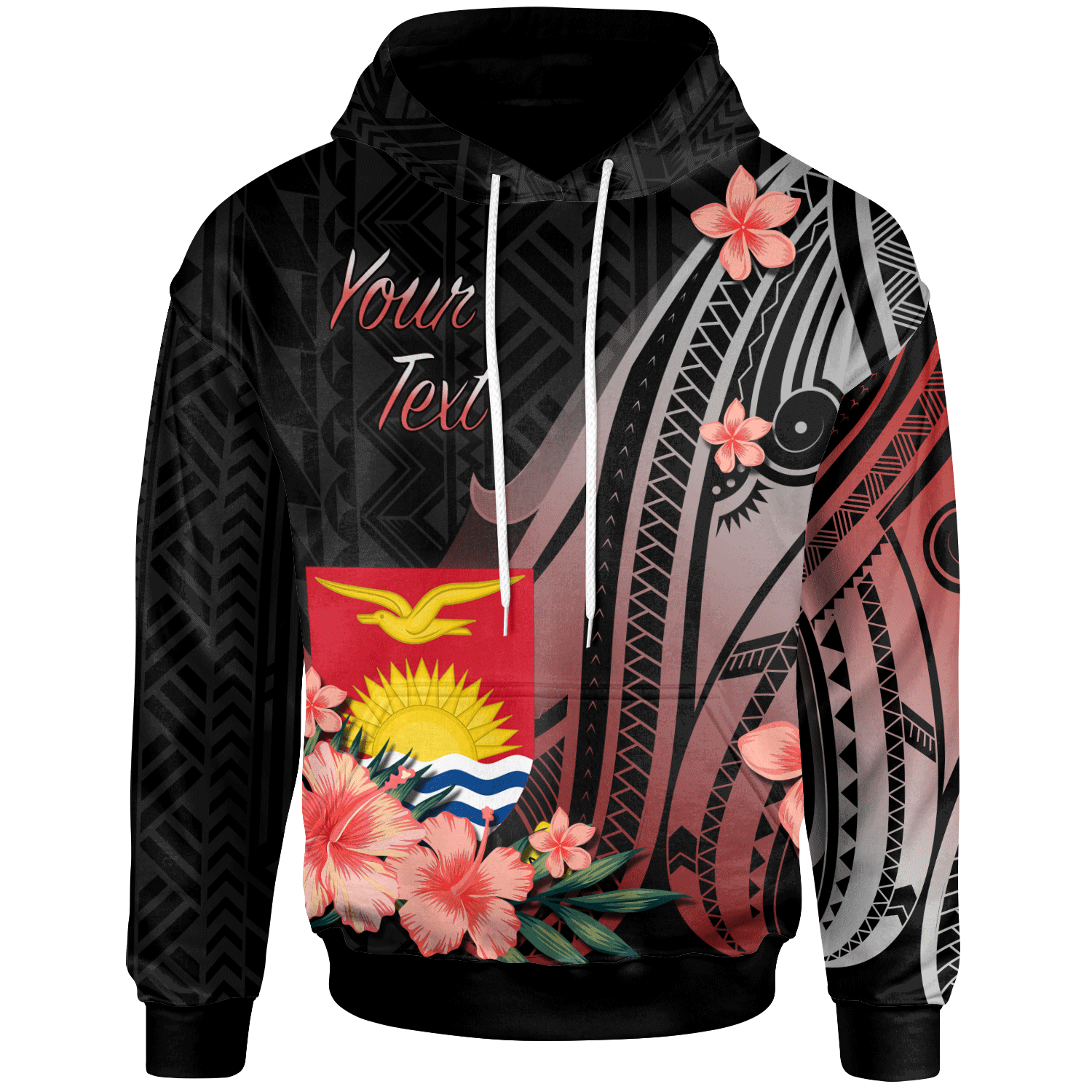 Kiribati Custom Hoodie Red Polynesian Hibiscus Pattern Style Unisex Red - Polynesian Pride