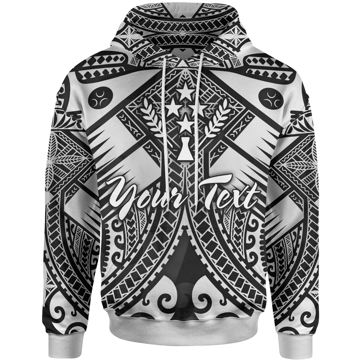 Kosrae Custom Hoodie White Seal with Polynesian Tattoo Unisex White - Polynesian Pride