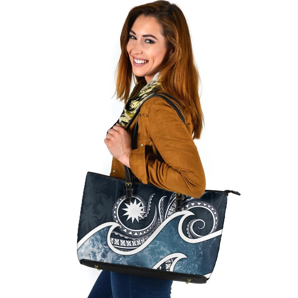 Nauru Polynesian Leather Tote Bag - Ocean Style - Polynesian Pride