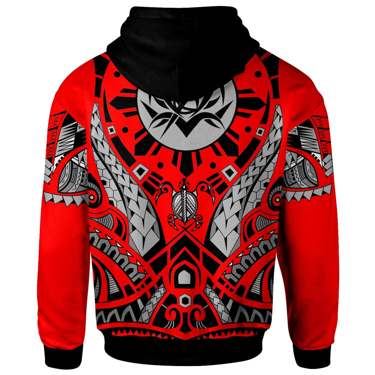 Nauru Hoodie Tribal Sun Tattoo Red Color - Polynesian Pride