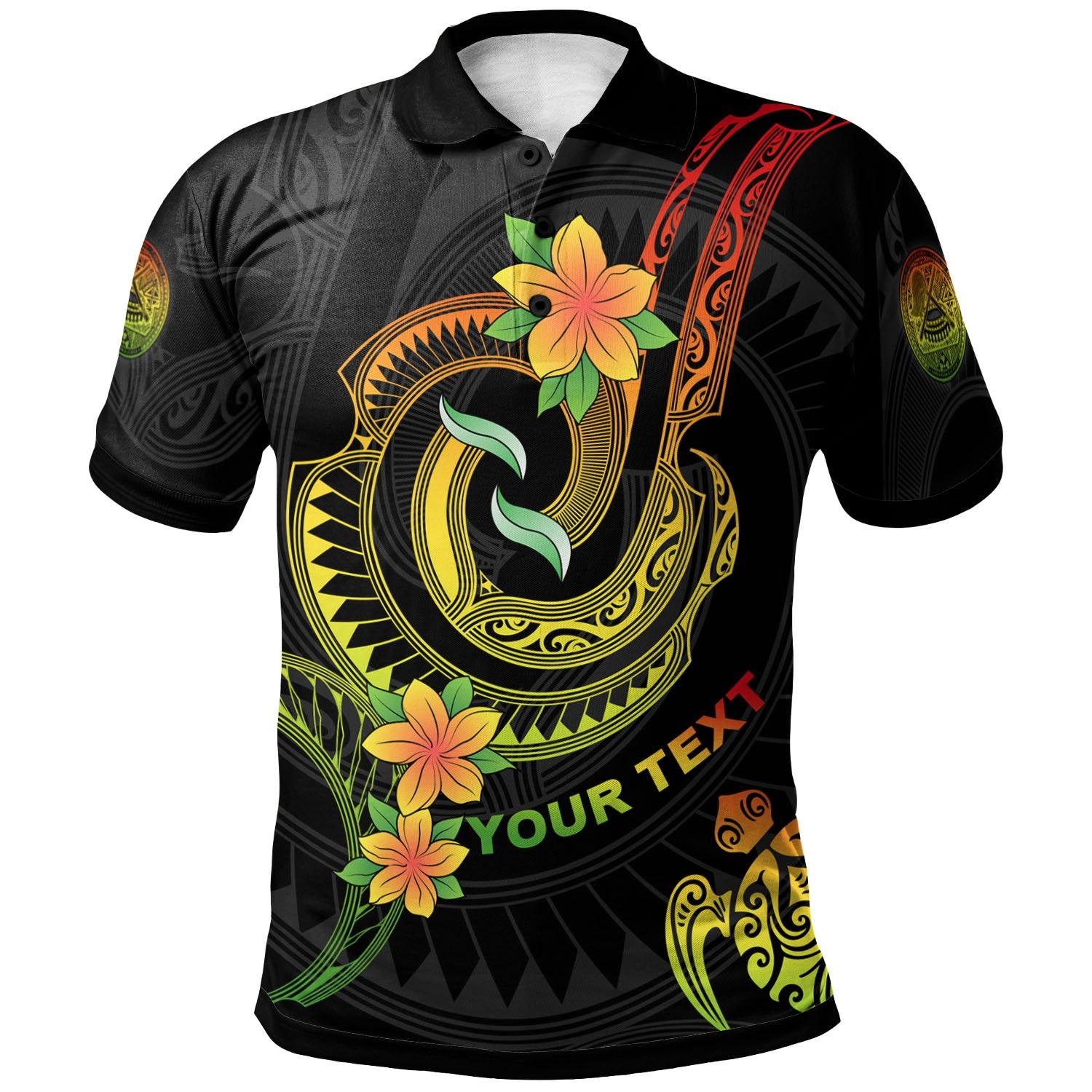 American Samoa Custom Polo Shirt Reggae Plumeria Flowers with Spiral Patterns Unisex Reggae - Polynesian Pride