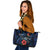 Kosrae Polynesian Leather Tote - Blue Turtle Hibiscus Blue - Polynesian Pride