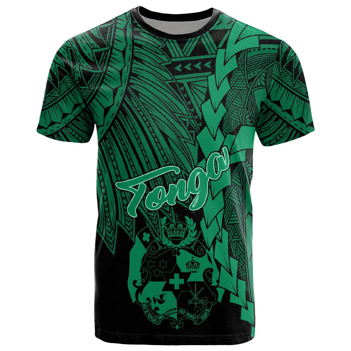 Tonga Polynesian T Shirt Tribal Wave Tattoo Green Unisex Green - Polynesian Pride