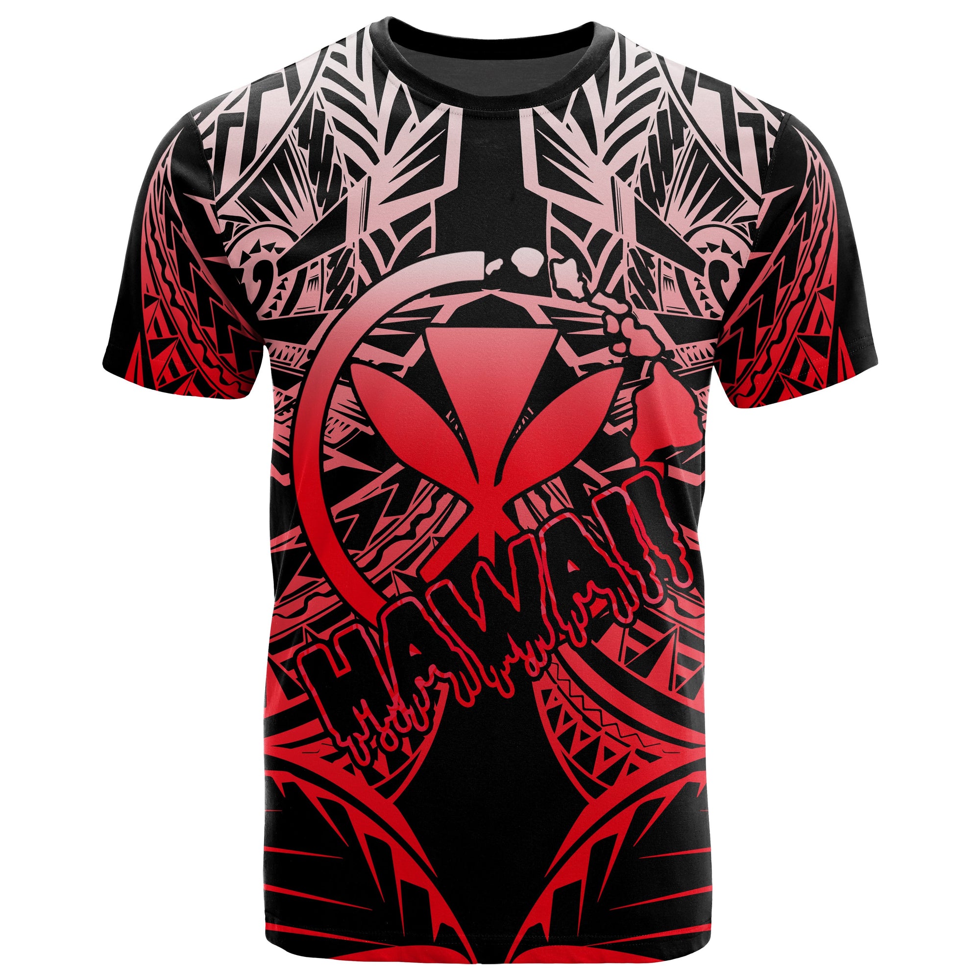 Hawaii Polynesian T Shirt Red Tribal Pattern Unisex Red - Polynesian Pride