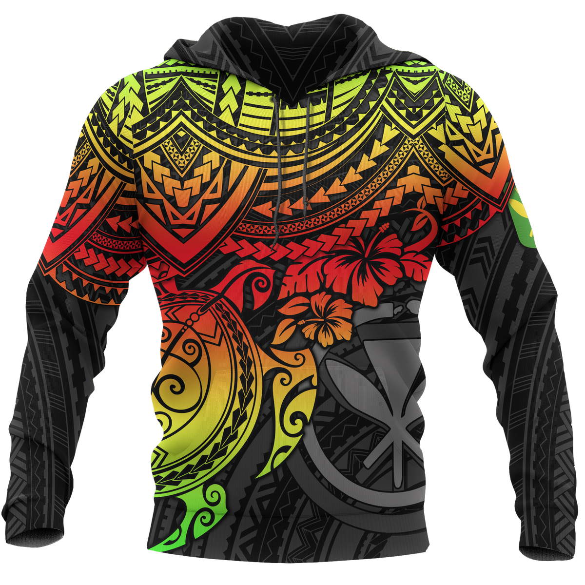 Polynesian Hawaii Hoodie Reggae Turtle Unisex RED - Polynesian Pride